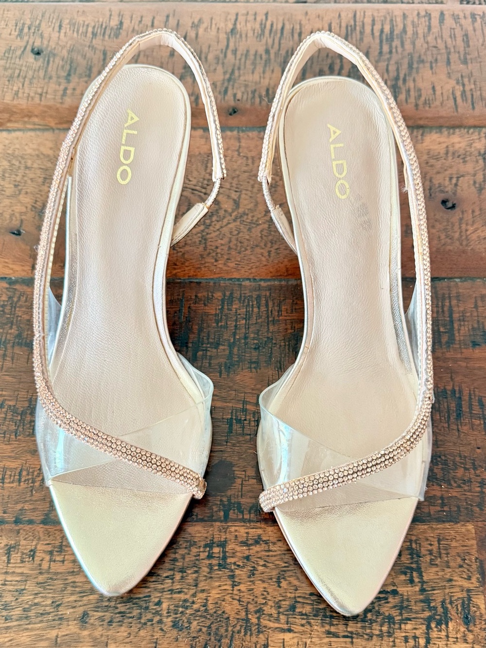 ALDO Rose Gold Slingback Pointed-Toe Heels SZ.7